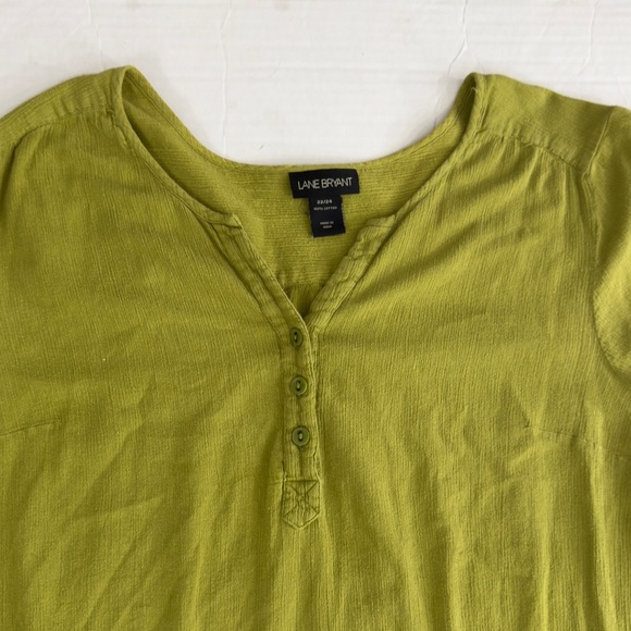 Green Lane Bryant drawstring blouse  100% Cotton long sleeve blouse size  22/24 - Picture 3 of 6